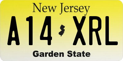 NJ license plate A14XRL