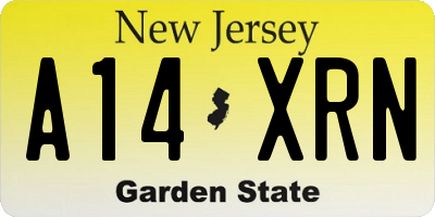 NJ license plate A14XRN