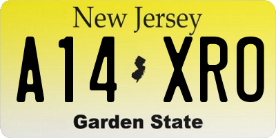 NJ license plate A14XRO