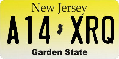 NJ license plate A14XRQ
