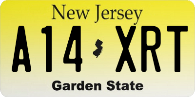 NJ license plate A14XRT