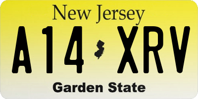 NJ license plate A14XRV