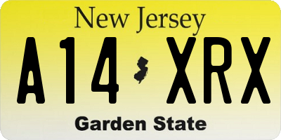 NJ license plate A14XRX