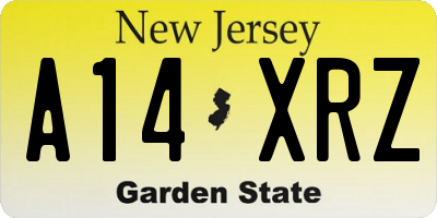 NJ license plate A14XRZ