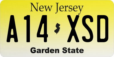 NJ license plate A14XSD