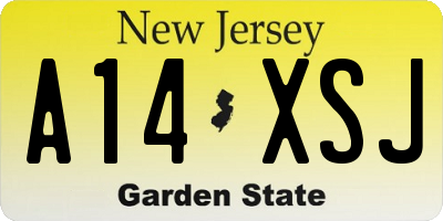 NJ license plate A14XSJ