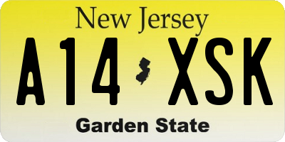 NJ license plate A14XSK