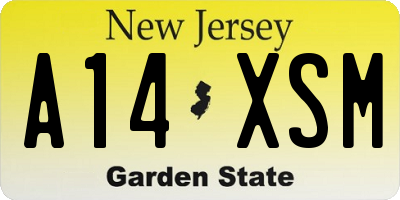 NJ license plate A14XSM