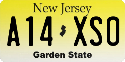 NJ license plate A14XSO