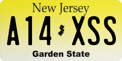 NJ license plate A14XSS