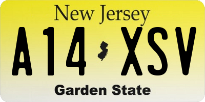 NJ license plate A14XSV