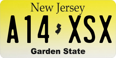 NJ license plate A14XSX