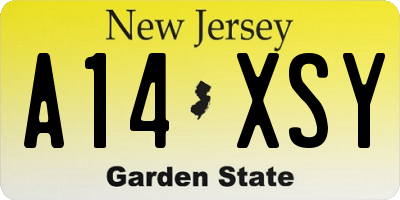 NJ license plate A14XSY