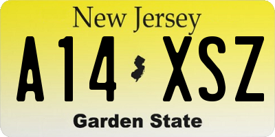 NJ license plate A14XSZ