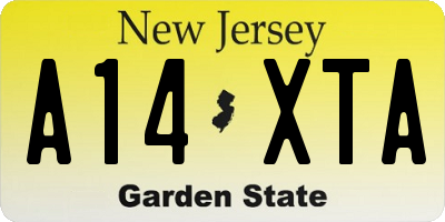 NJ license plate A14XTA