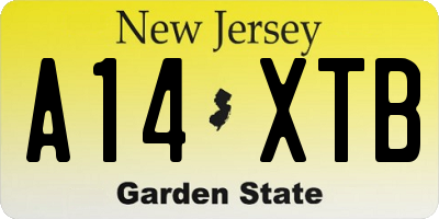 NJ license plate A14XTB