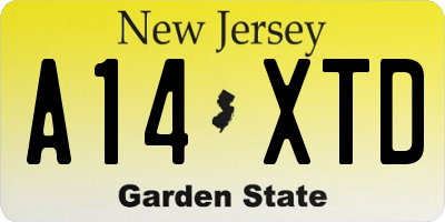 NJ license plate A14XTD
