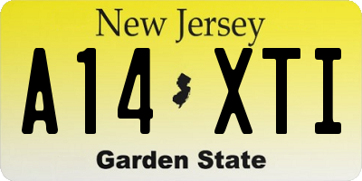 NJ license plate A14XTI