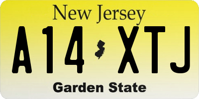 NJ license plate A14XTJ