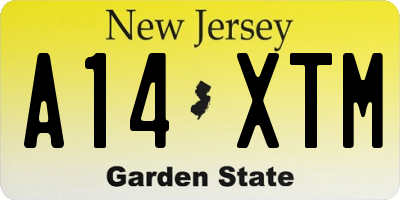 NJ license plate A14XTM