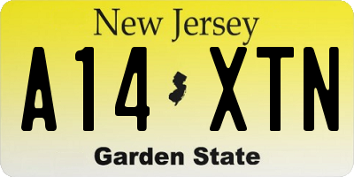 NJ license plate A14XTN