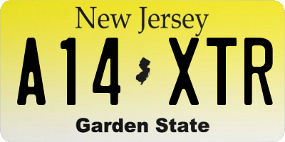 NJ license plate A14XTR