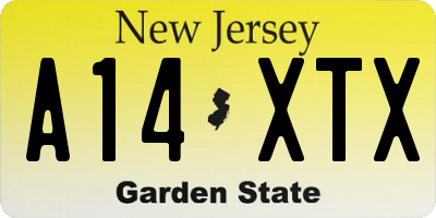 NJ license plate A14XTX