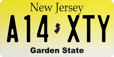 NJ license plate A14XTY