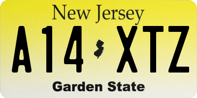 NJ license plate A14XTZ