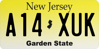 NJ license plate A14XUK
