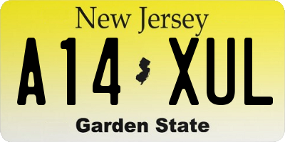 NJ license plate A14XUL