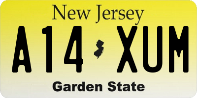 NJ license plate A14XUM