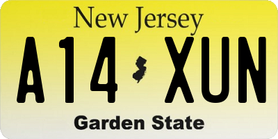 NJ license plate A14XUN