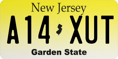 NJ license plate A14XUT