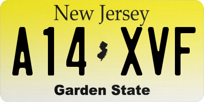 NJ license plate A14XVF