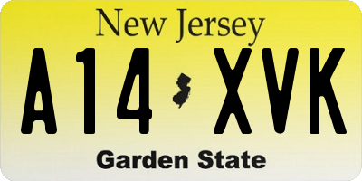 NJ license plate A14XVK