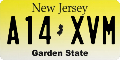NJ license plate A14XVM