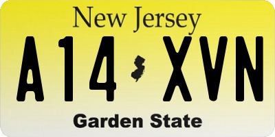 NJ license plate A14XVN