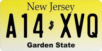 NJ license plate A14XVQ