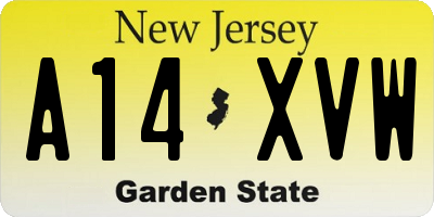 NJ license plate A14XVW