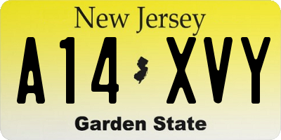 NJ license plate A14XVY