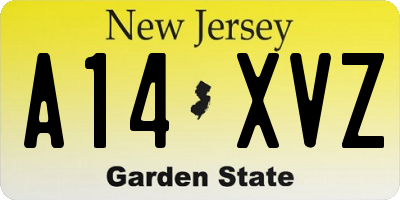 NJ license plate A14XVZ