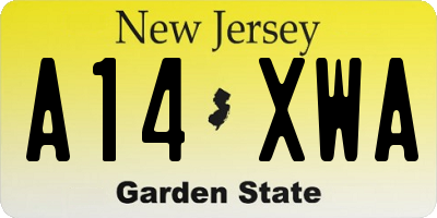 NJ license plate A14XWA