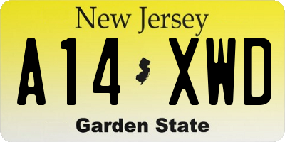 NJ license plate A14XWD