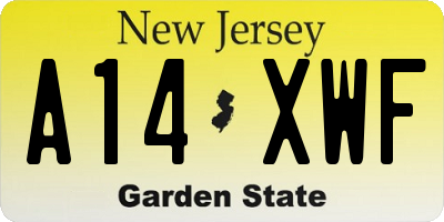 NJ license plate A14XWF