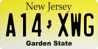 NJ license plate A14XWG