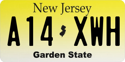 NJ license plate A14XWH