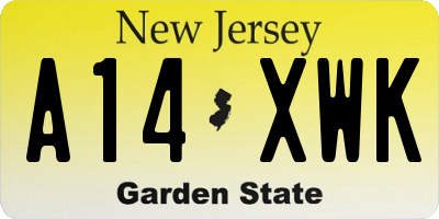 NJ license plate A14XWK