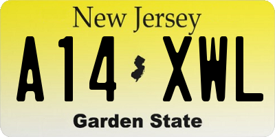 NJ license plate A14XWL