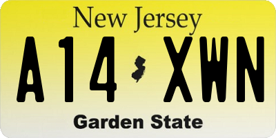 NJ license plate A14XWN